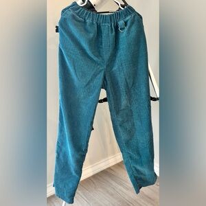 Offcl. Skate Teal Ribbed Corduroy Wide-legged Pants, Man Slake 30
